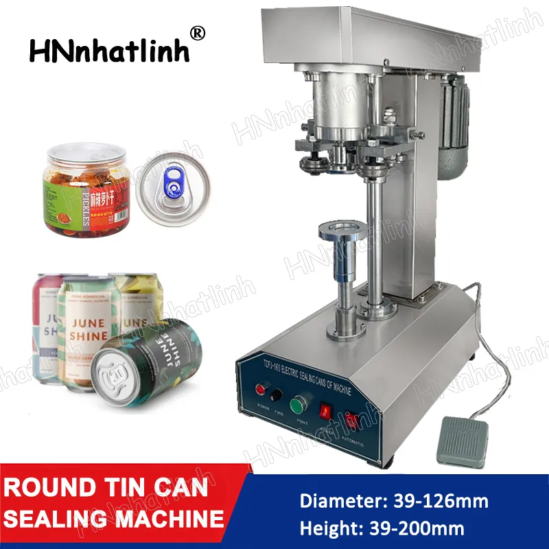 LT-160C Manual Can Seamer Canular Sealer Bench Top Electric Food Beverage Beer Tin Packing Machine For Tin Cans Jars Pet Plastic Cans Diameter 39-130mm