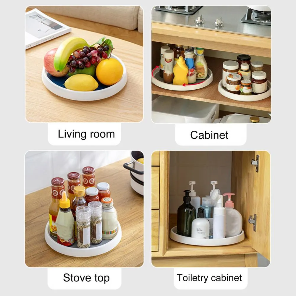 ストレージトレイノンスリップスパイスラック大容量ラウンドキッチン調味料オーガナイザーターンテーブル家庭の回転オーガナイザー