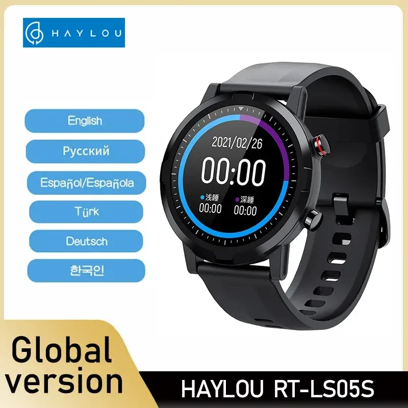 Watches Haylou RT LS05S Smart Watch Men 1.28 tum Waterproof Sport Fitness hjärtfrekvens Blod Syre Smartwatch Man för Xiaomi Huawei