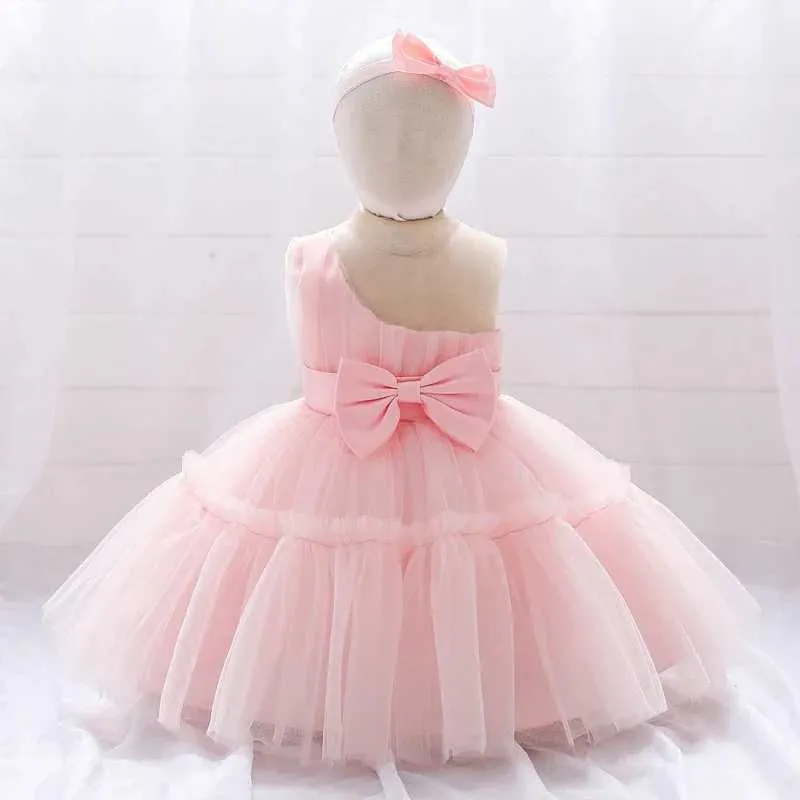 Girl's Dresses Newborn Baby Girls Party Dress 12M Toddler Girl 1st Birthday Baptism Pink Princess Dress Christening Tutu Infant Gown Dess