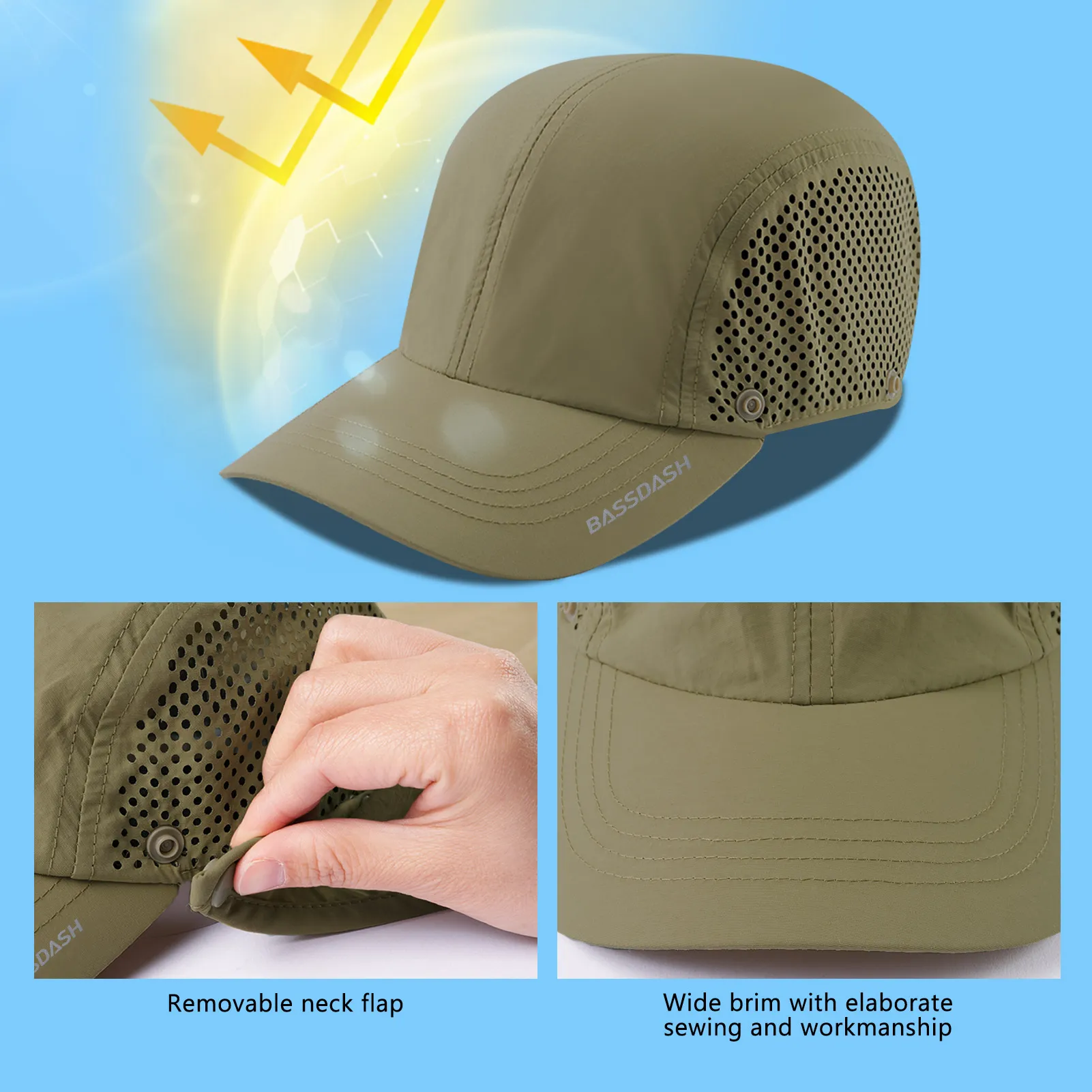BASSDASH Folding Fishing Baseball Cap UPF 50+ Water Resistant Ou 並行輸入品 Bassdash Foldable Fishing Baseball Cap UPF 50+ Waterproof and Sun