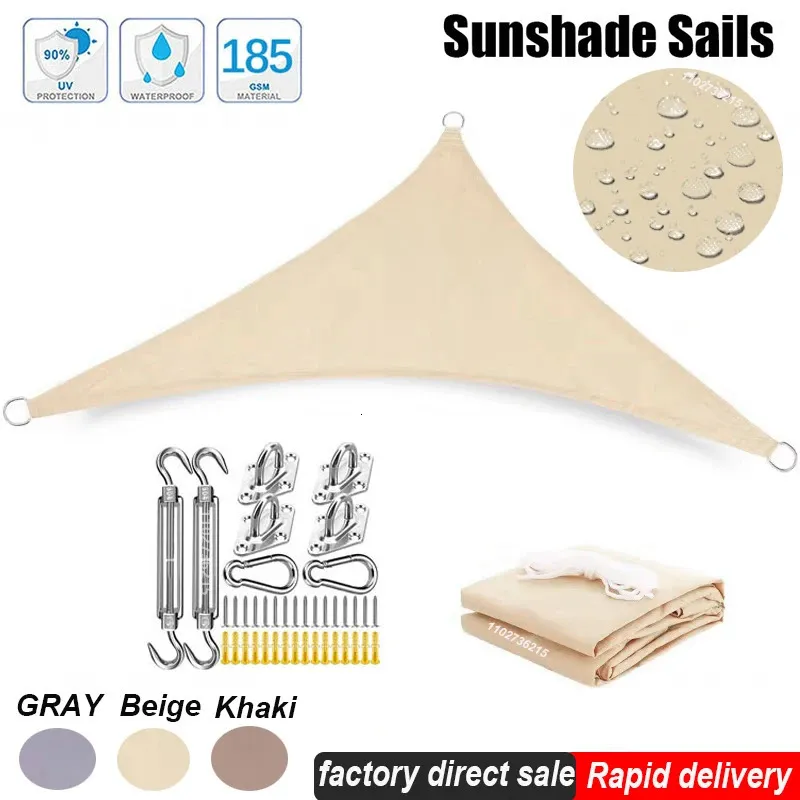 Multi-size Triangle Sun Shade Sail Waterproof Outdoor Garden Patio Party Sunscreen Awing Sun Canopy For Beach Camping Pool 240329