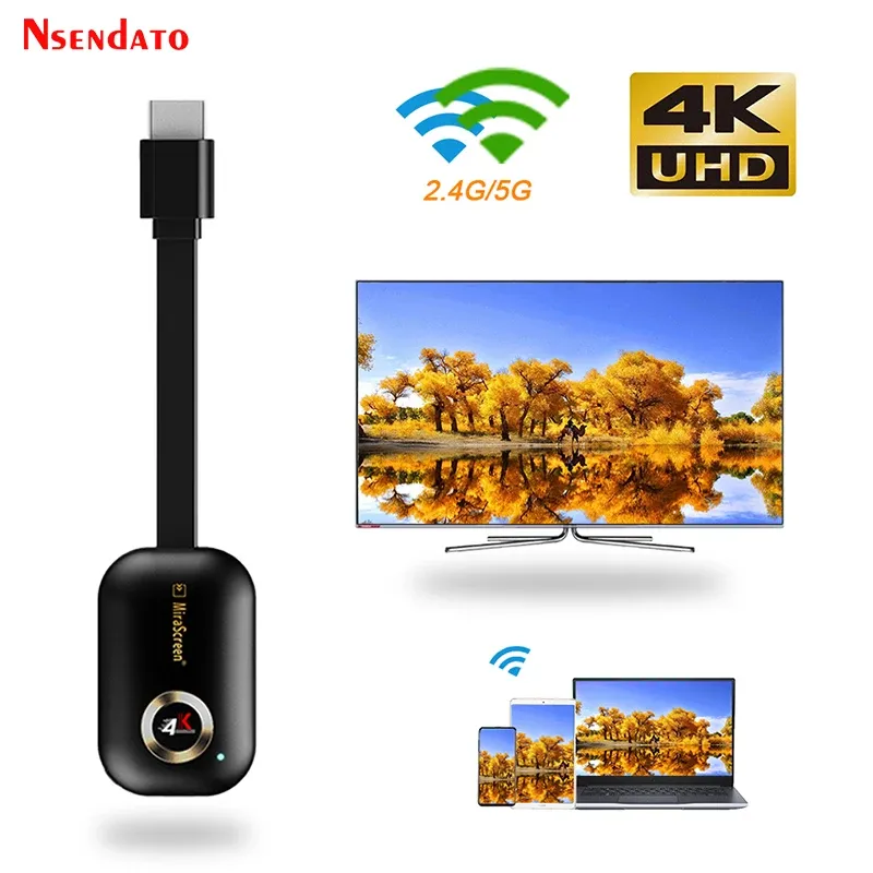 Box mirascreen g9 mais 2.4g/5g 4k sem fio H.265 HD WiFi Dongo Dongle para Miracast AirPlay DLNA TV Stick para Android iOS para TV