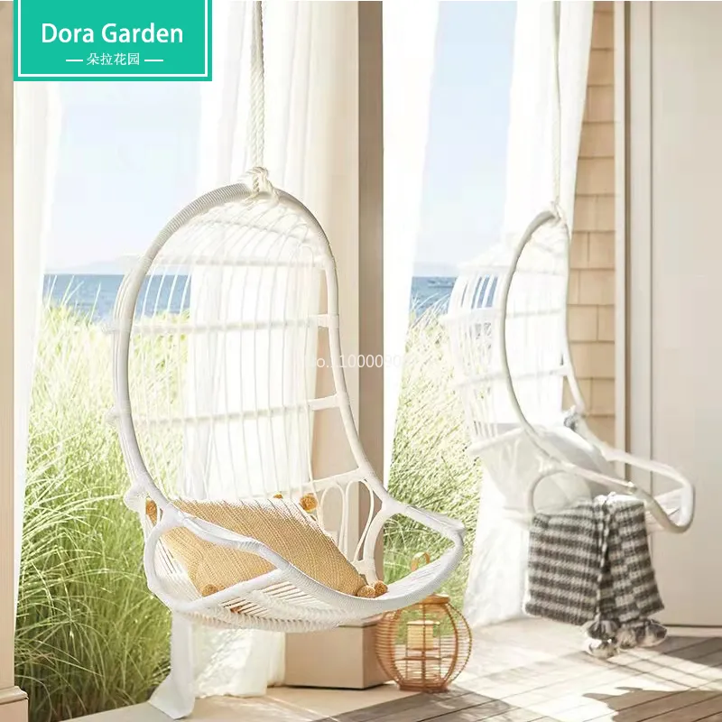 Custom outdoor balcony garden ins net red rattan chair basket villa Nordic hanging chair swing home hanging rocking chair