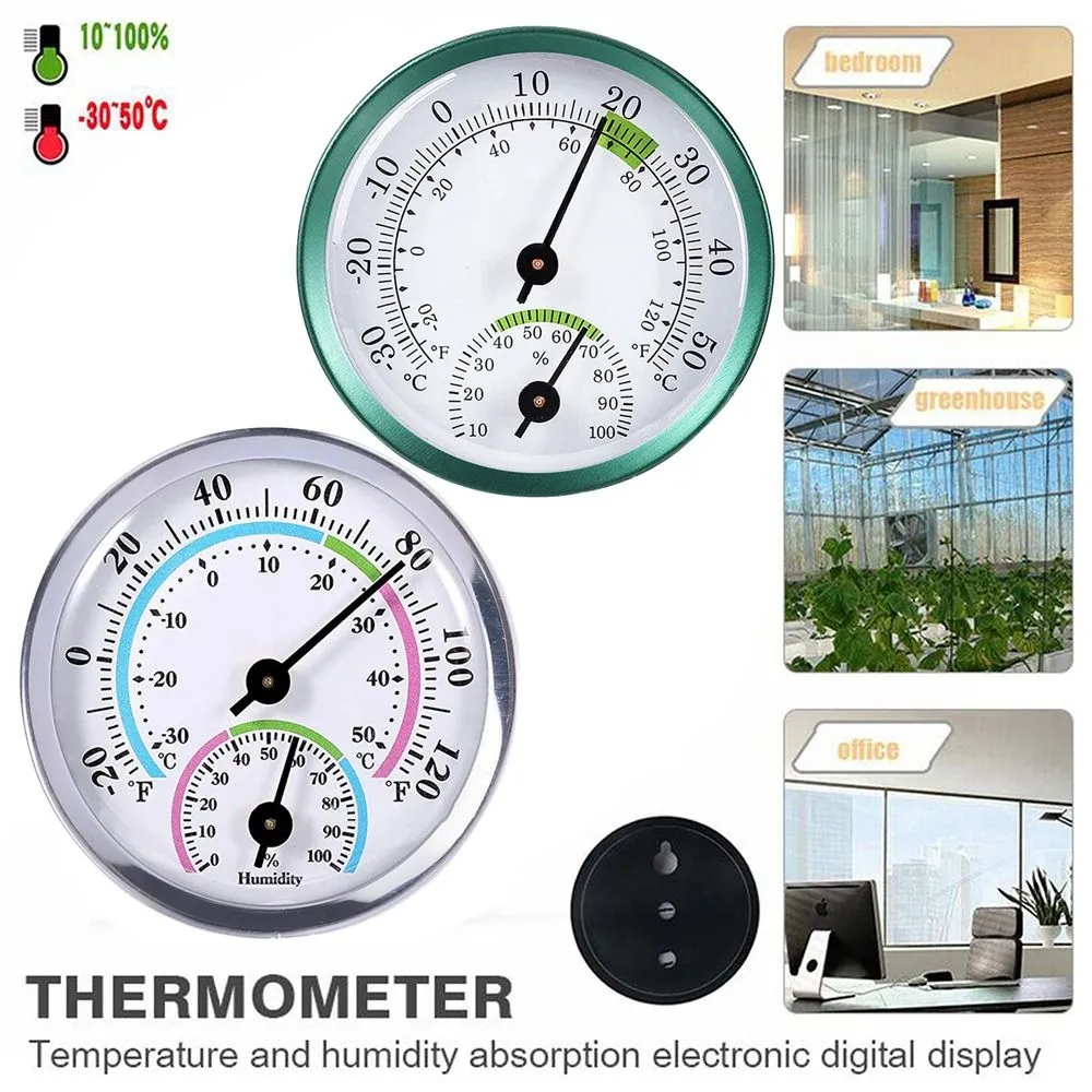 Mini termometer hygrometer analog fuktighet fuktighet mätare fahrenheit celsius inget batteri nödvändigt rumsklimat utanför inuti