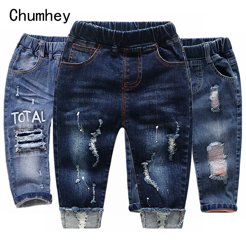 Calças chumhey 06t primavera outono bebê meninas meninos crianças filhos calças de jeans enfant tes denim teddler roupas 1 2 3 4 5 6