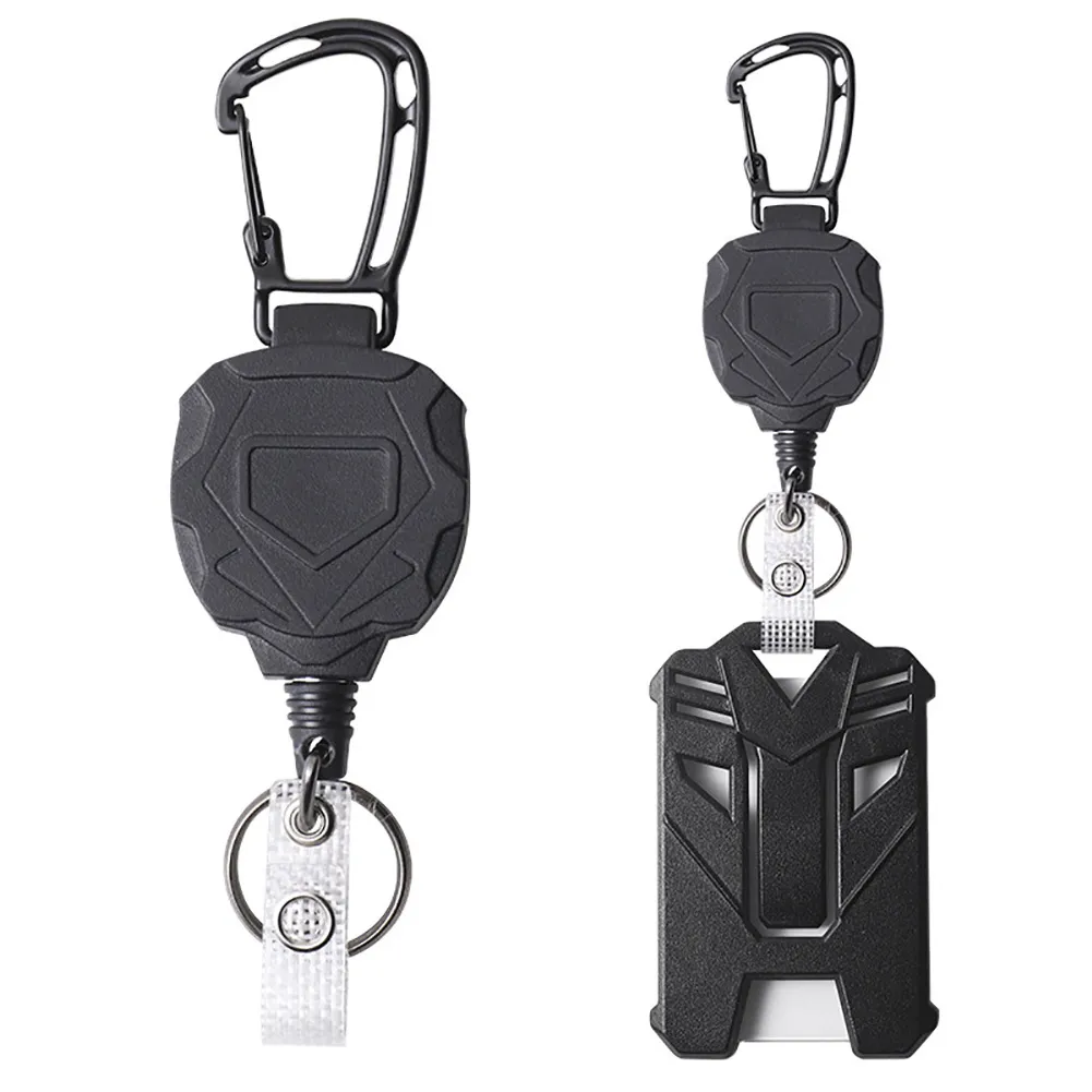 Black Retractable Keychain Coil – Elastic Rope Key Holder With Clasp For Keys, Badges, Phones, Anti-Lost Lanyard
