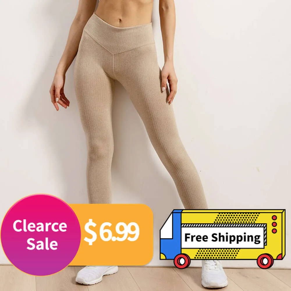 Lu Align Pant Lemon Clearance Sale Ribbed Yoga Pants Seamless Women Gym High Waisted Fiess Training Push Up Leggings Femme Workout Tights