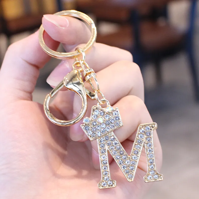 ZHSH Bling Rhinestone Stirrup Buckle Keychain - 14k Gold Plated Alloy, Car Key Ring For Women (Gold) - View #3