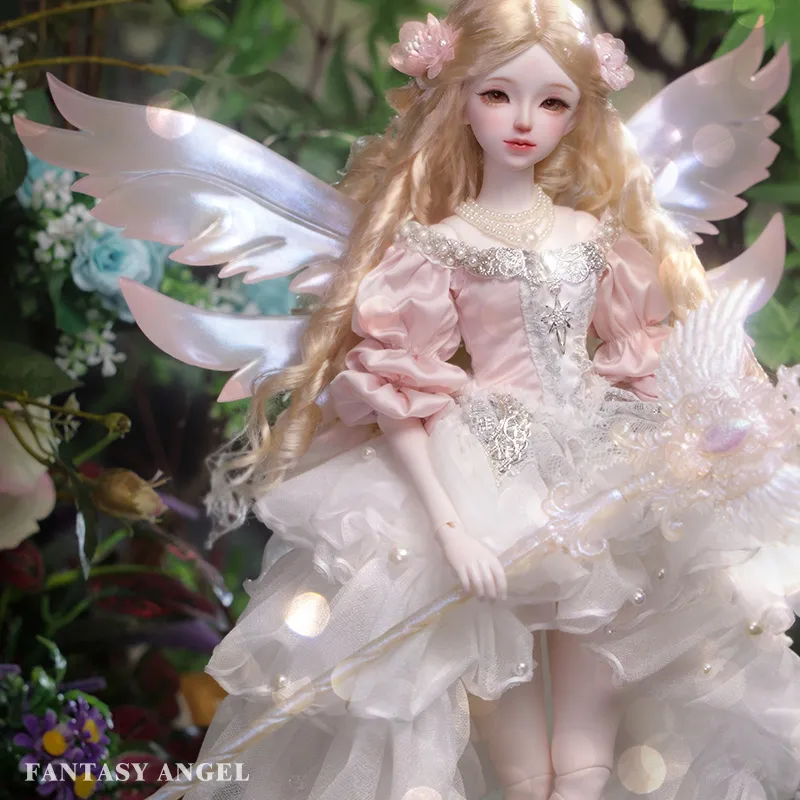 Save Big on Bulk Porcelain Angel Dolls JOYBJD Fantasy Angel Muxi 1/4 Bjd  Doll English Court Style LDS Graded Pink Wings And Walking Stick Resin Doll 