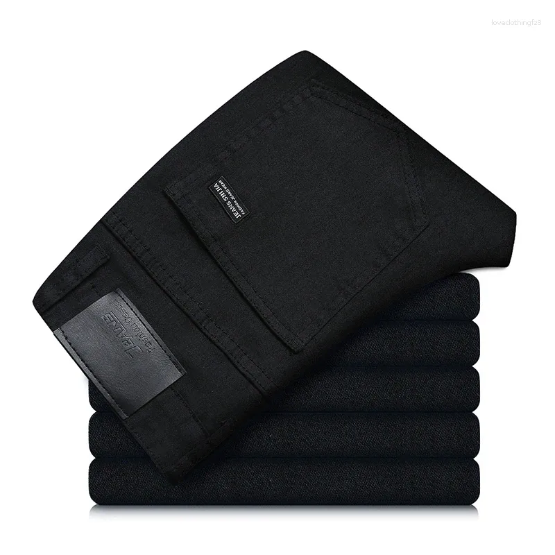 Jeans maschile puro versione coreana nera pantaloni dritti alla moda comodi ed elastici affari classici