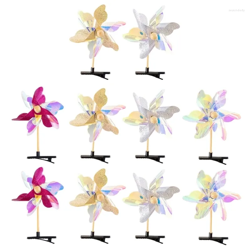 Hair Clips And Stylish Hairpins With Rotating Windmills Plastic Barrettes For Parties K3ND