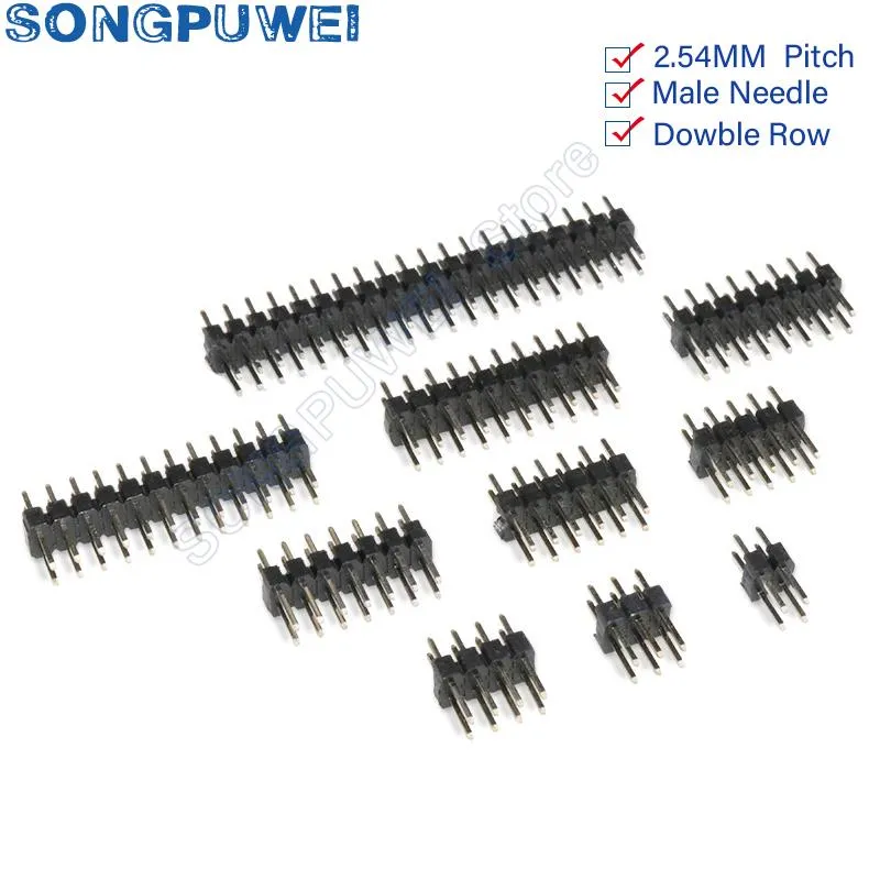 Pitch 2,54 mm 40 Pin 2x40 Dowble Row Männlich 2,54 Bruchstift Header -Anschlussstreifen für Arduino Black 4p/8p/10p/12p/15p/20p/40p