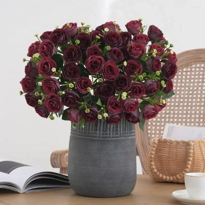 Fiori decorativi senza manutenzione fiore artificiale ramo di rosa realistica con stelo 10 decorazione finta testa per casa a