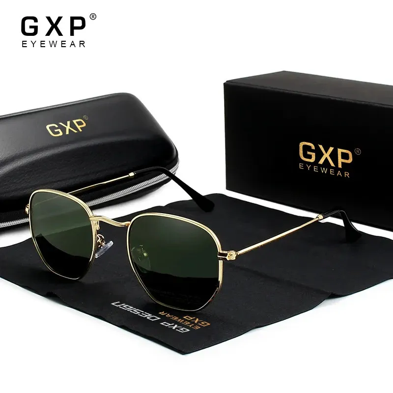 GXP HEXAGON RETRO RETRO Reflective Sungasses Men Glassons Sun Sunched Eyewear Mens Polarisé Place Lunes 240410