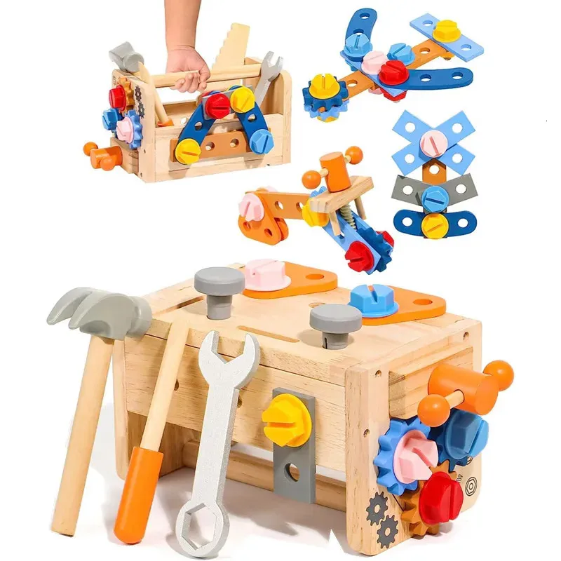 Kids Tool Set Wooden Toddler Tools Bench Montessori Toys for 2 3 4 Year Educational STEM Construction Pretend Play Kit 240407