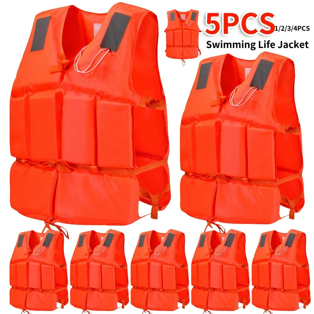 1-5 pezzi di salvataggio arancione di salvataggio per bambini di salvataggio per bambini adulto giubbotto per la pila di pesca da pesca gonfiabile per nuotare alla deriva