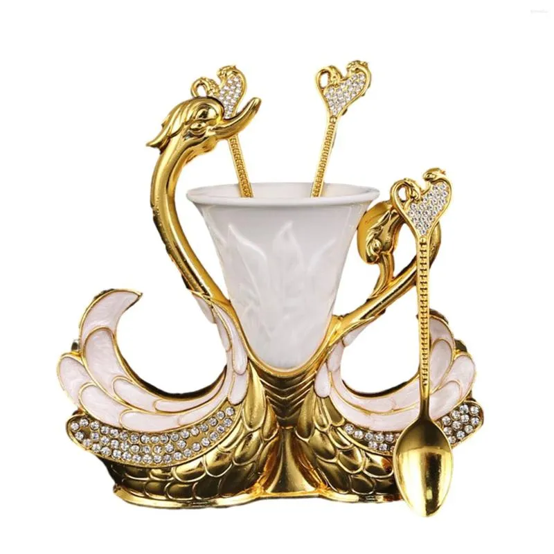 Ensembles de vaisselle en acier inoxydable Creative Table Set Fruit Fork Holder Swan Base Decoration For Coffee Dessert