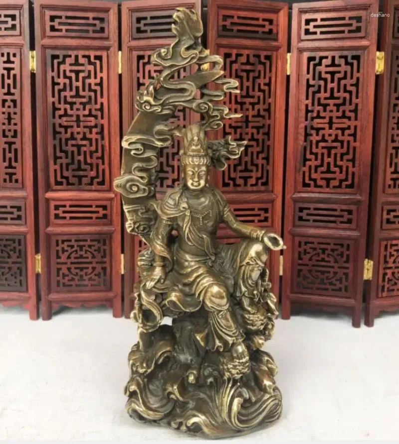 Dekoratif figürinler pirinç ayı guanyin bodhisattva Buddha Crafts heykel