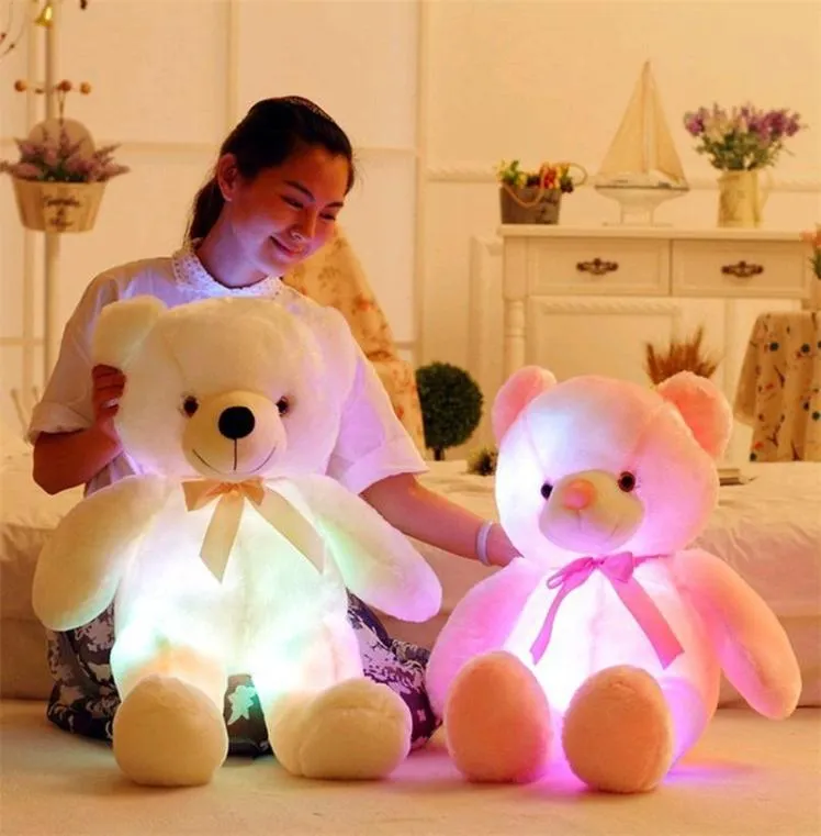50cm 빛나는 피트 피드 동물 LED 플래싱 플러싱 귀여운 빛 업 콜로 풀 테디 곰 인형 장난감 아이 아기 장난감 생일 휴가 선물 1259814