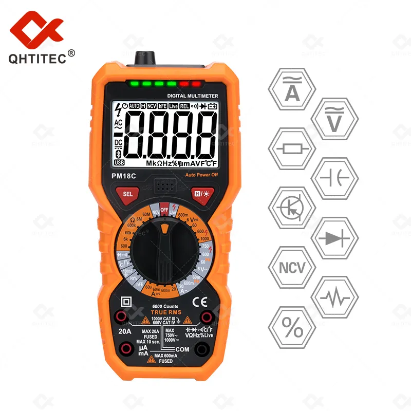 QH cyfrowy multimetr PM18C/18A 6000 COUNTS True RMS AC/DC Miernik oporności Miernik Częstotliwości Temperatura NCV Tester NCV