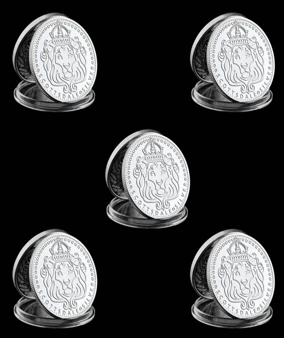 5st SCOTTSDALE MINT OMNIA PARATUS CRAFT 1 Troy Oz Silver Plated Coin Collection med Hard Acrylic Capsule7183623