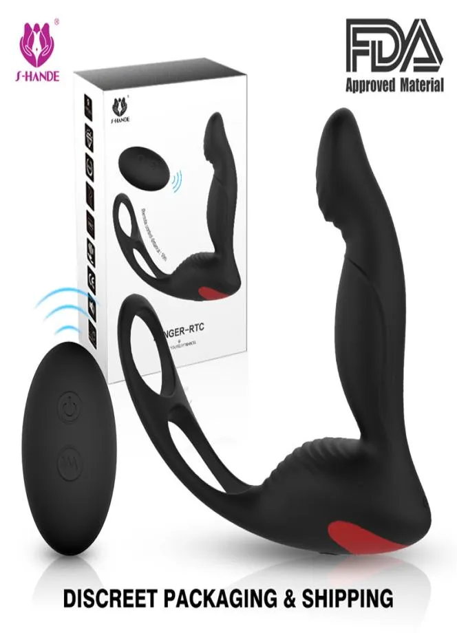 Trådlös fjärrkontroll USB -laddningsbar manlig prostatasmassager med ring anal vibrator sexleksaker för män onanator rumpa plug7230021