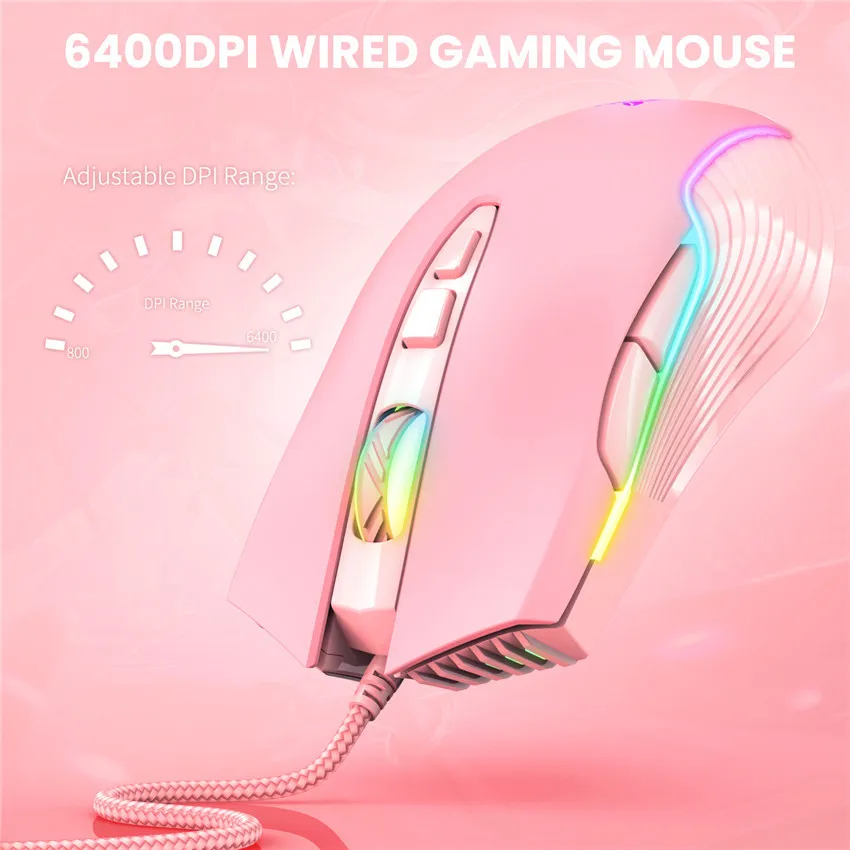 Unleash Your Gaming Potential with Onikuma Pink RGB Mouse: A Wired, Battery-Powered Mouse with 7 Buttons and Right-Hand Orientation – Now Available with Retail Packaging! Unleash Your Gaming Potential with Onikuma Pink RGB Mouse: A Wired, Battery-Powered Mouse with 7 Buttons and Right-Hand Orientation – Now Available with Retail Packaging!