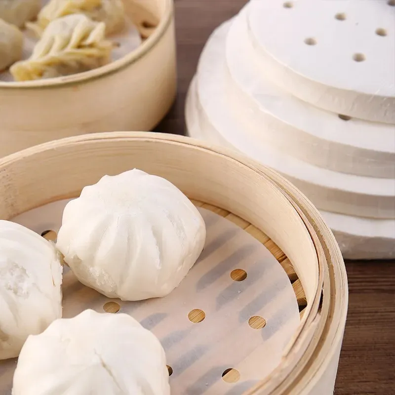 50 Sheets of Round Baking Paper Steamed Paper Oven Barbecue Steamed Bun Paper Steamer Drawer Paper Non-sticky Oil-proof Shippin