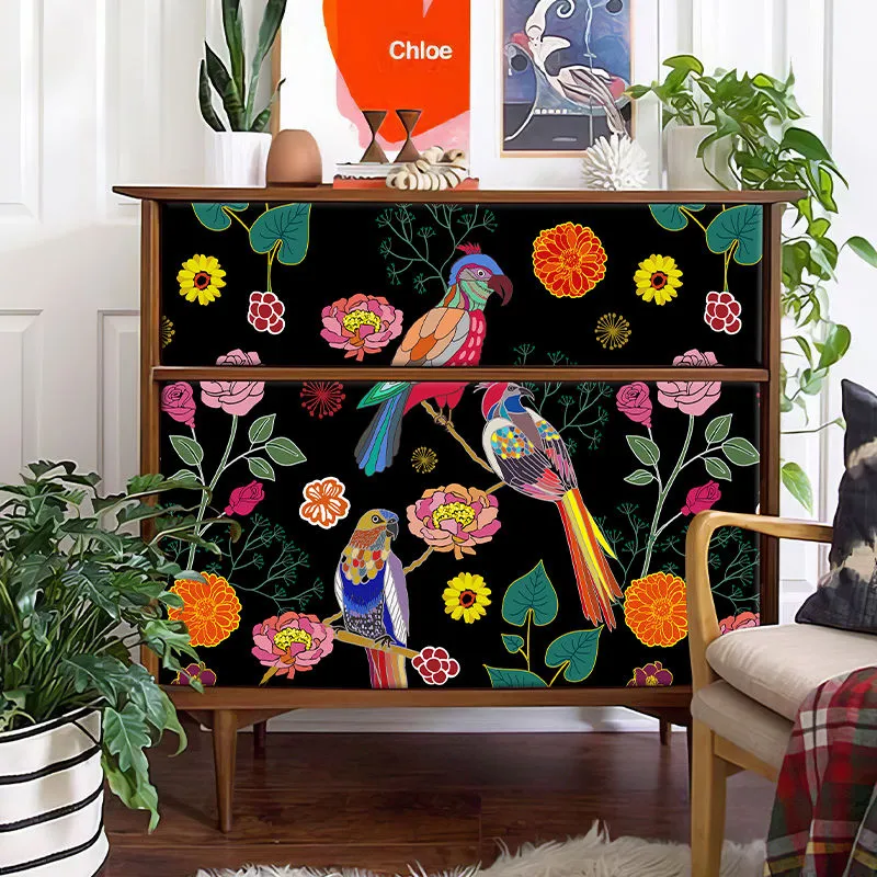Peel and Stick Forest Floral Parrot Wallpaper Multicolor Removable Wall Contact Paper for Living Room Decor Wall Mural