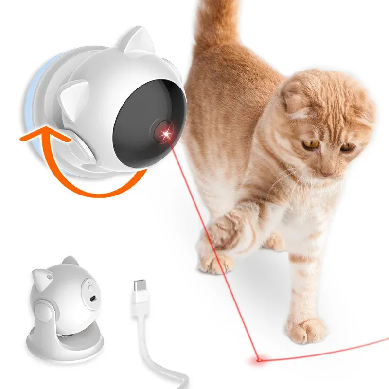 Teaser Cat Laser Toy Interactive Kitten Automatisk Toy Smart Game Aktivt för Cats Electric Fun Intelligent USB -laddning inomhus 240401