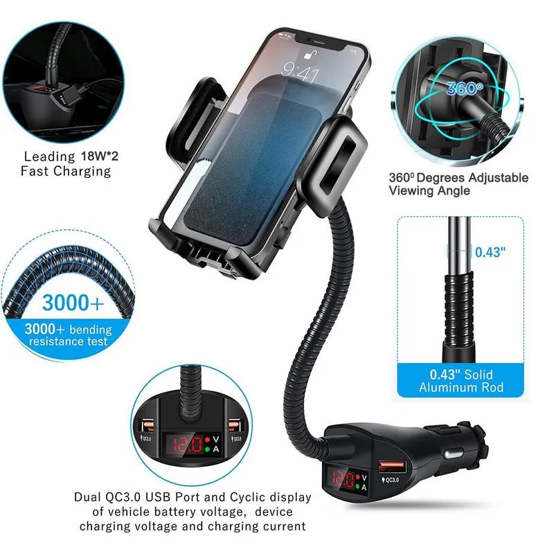 cigarette phone mount CAR CHARGER DC LIGHTER SOCKET HOLDER w USB PORT SWIVEL DOCK CRADLE This high quality custom made holder with a neat and discreet design keeps your device in an upright position for better reception Cigarette Lighter Car Phone Holder