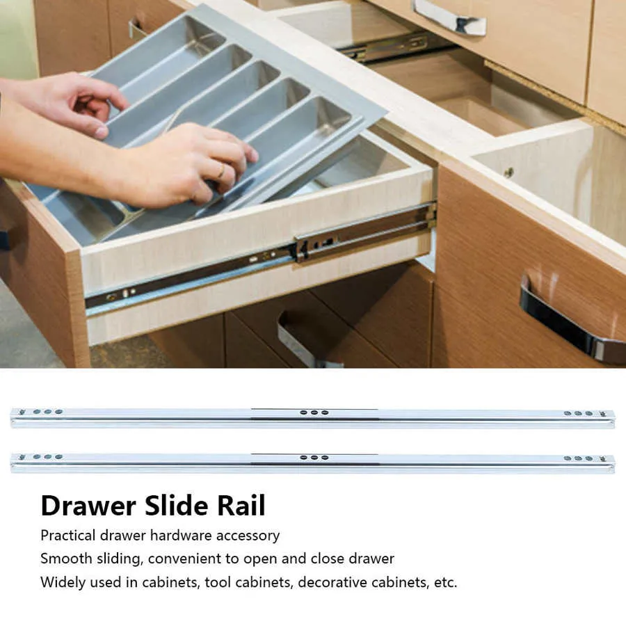 set 450mm bi-directional drawer slides 17mm wide steel ball bearing ...