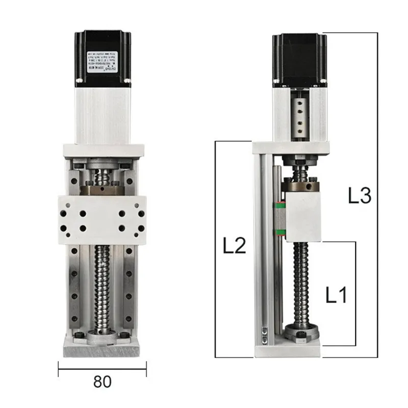 Bilyalı Vidalı Sürgülü Tablo 100-600mm Etkili İnme Doğrusal Slayt Kılavuzu NEMA ile Elektrikli CNC Çapraz Modülü23 Step Motor