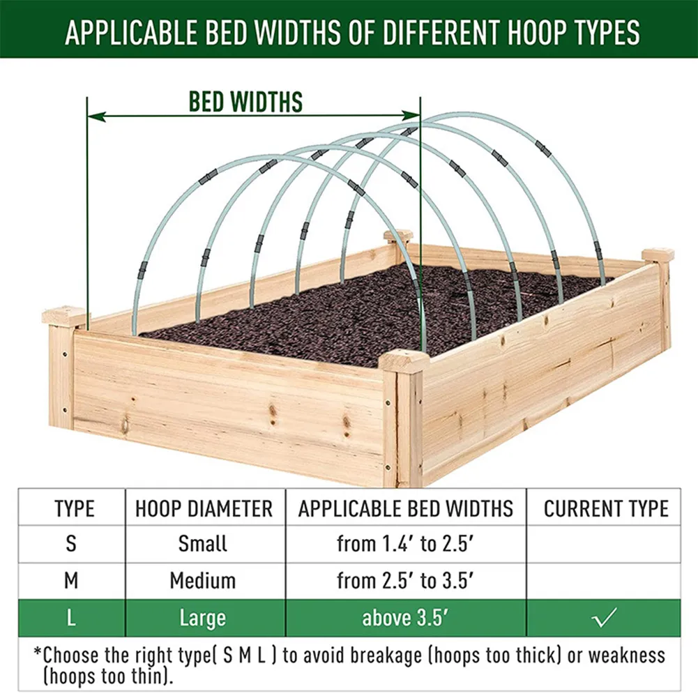 1Set Diy Plant Support Garden Stake Fiberglas Support Hoops Frame Greenhouse Hoops for Garden Farm Agriculture