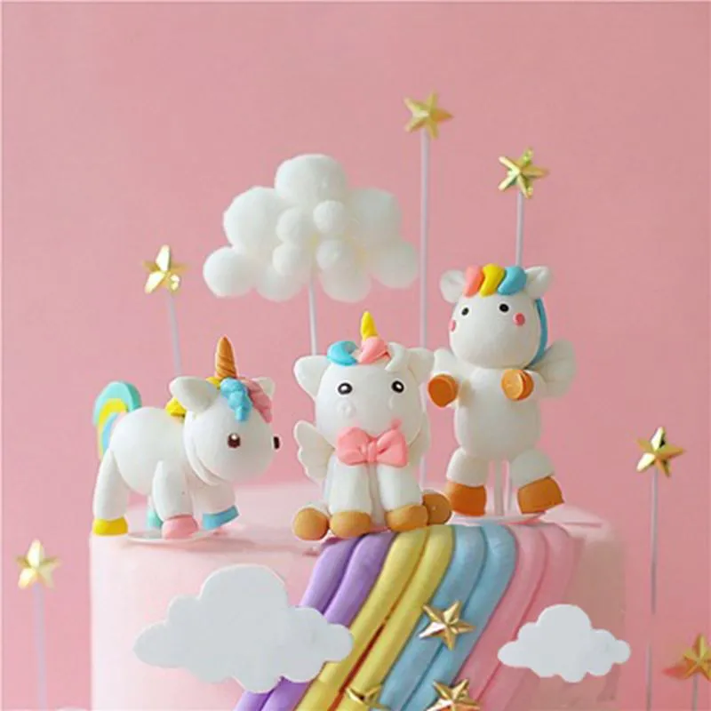 Rainbow Birthday Cake Topper Tort urodzinowy Unicorn Dekorowanie dzieci 1. wszystkiego najlepszego z okazji urodzin