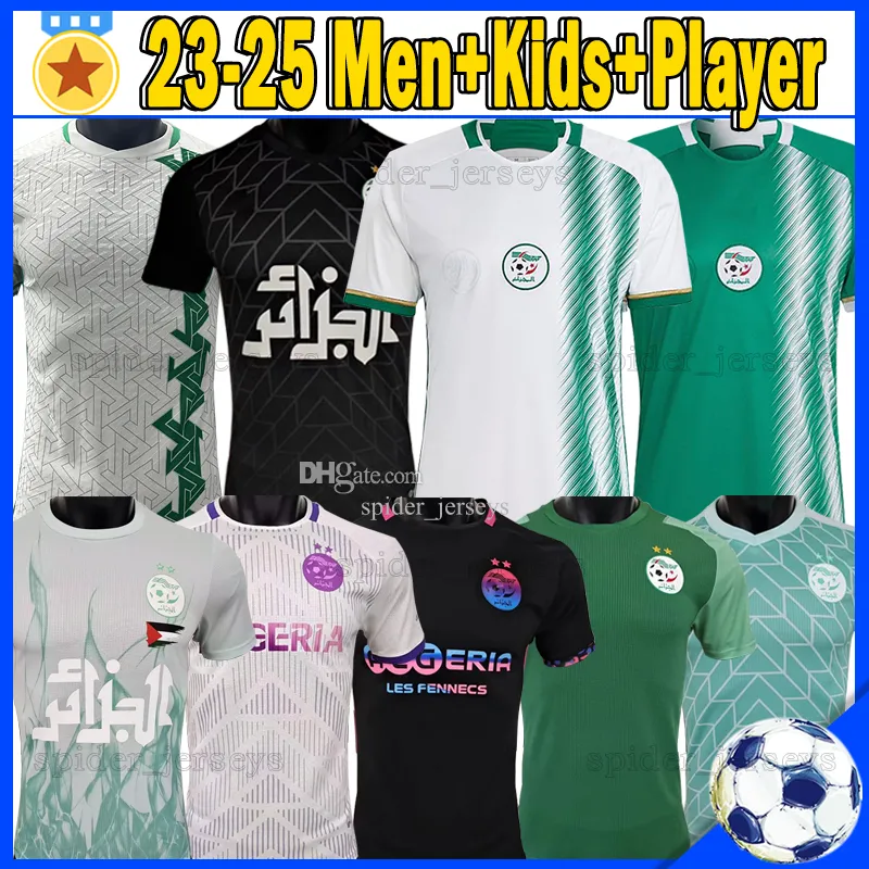 24 25 Algerie voetbaltruien 2023 2024 Fans Player -versie Mahrez Brahimi Bennacer Algerije Special Jersey Men Kids Maillot de Football Shirts Trainingsuniformen Top