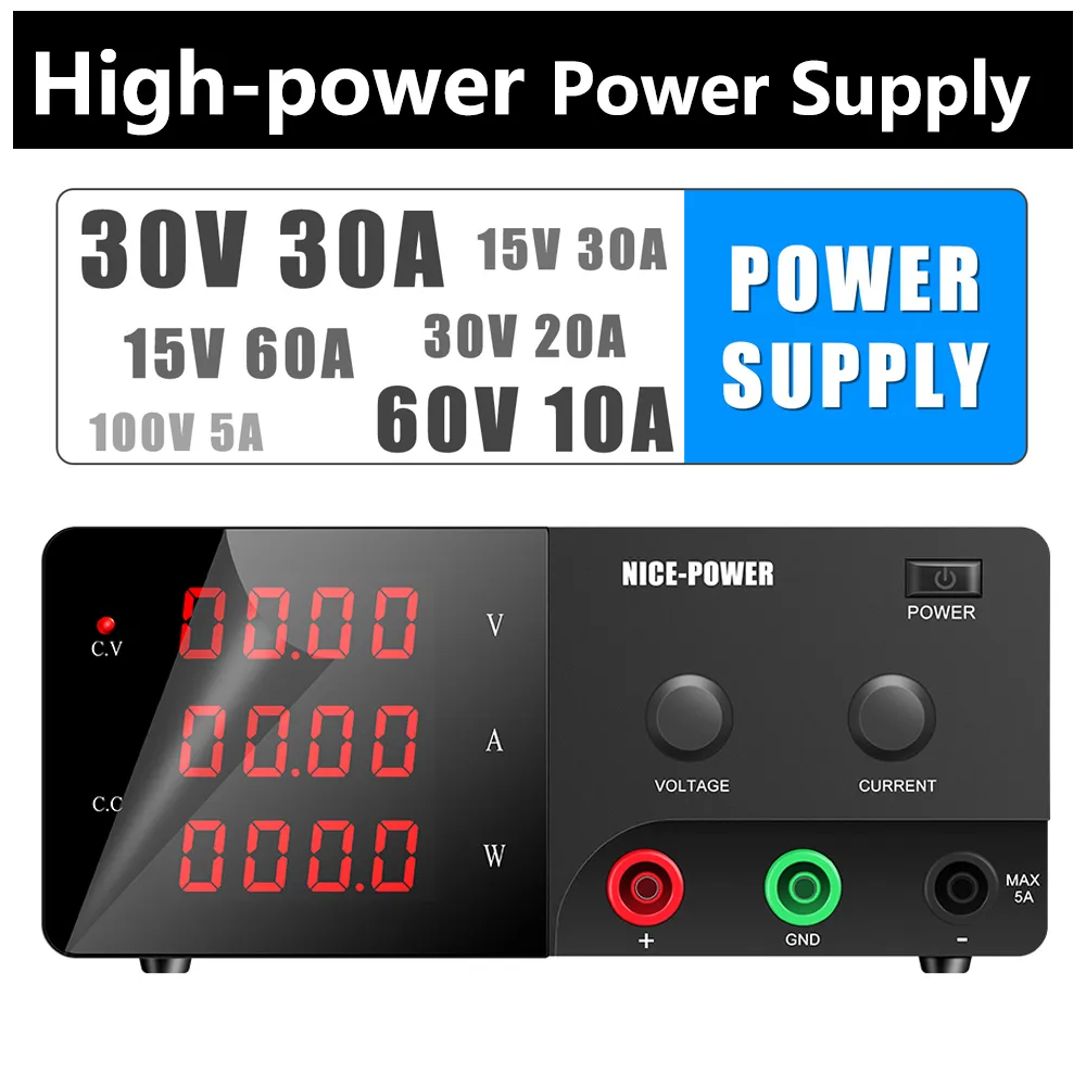 Högeffekt Lab Bench Power Supply 900W Laboratorie Switching Source Unit 30V 30A 20A Justerbar 0,01V 0,001A Digital 220V 110V