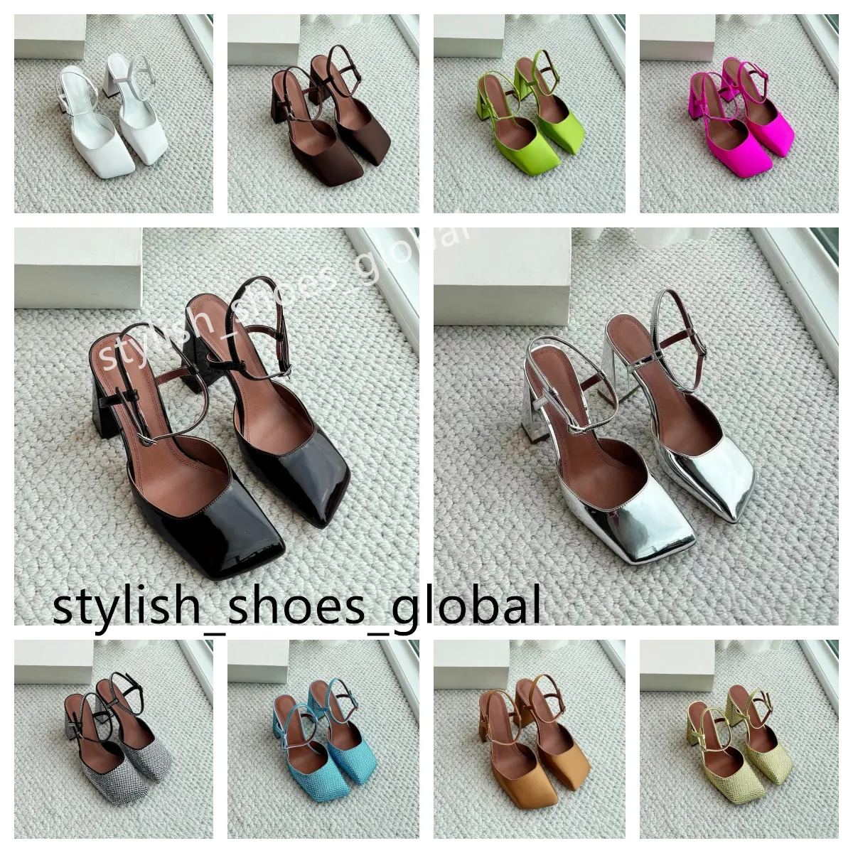 designer shoes women sandals genuine leather for Women Shoes summer luxury Slides Ladies Sandal Party Wedding Shoes Brand Women High Heels Square toe shoes