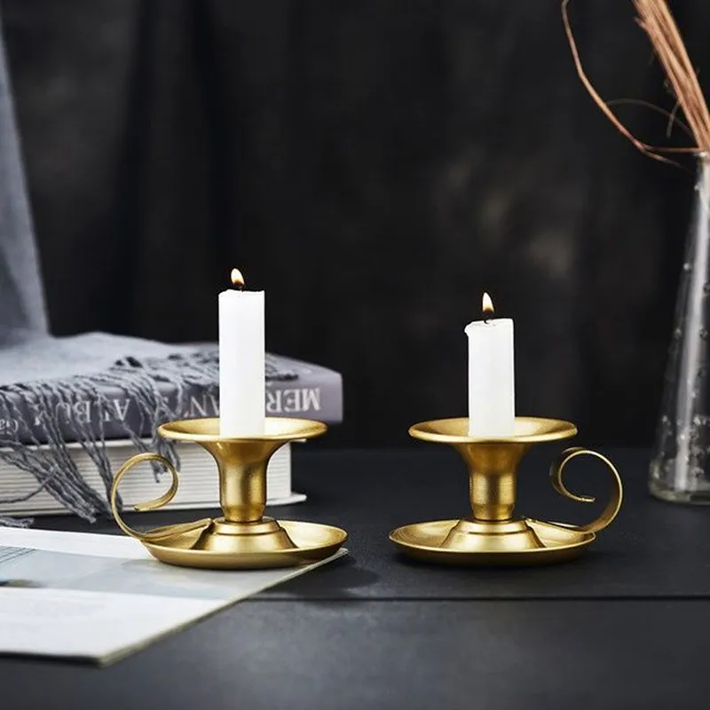 Retro Iron Taper Candle Holder – Black Candelabra For Candlelight Dinner Decor