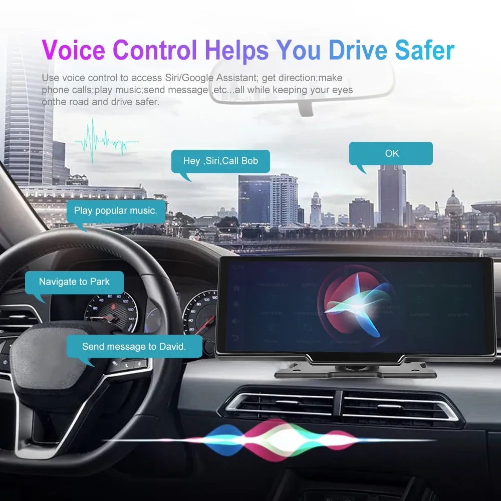 Podofo 10.26 '' Car DVR HD Driving Recorder CarPlay Android Auto Dashboar