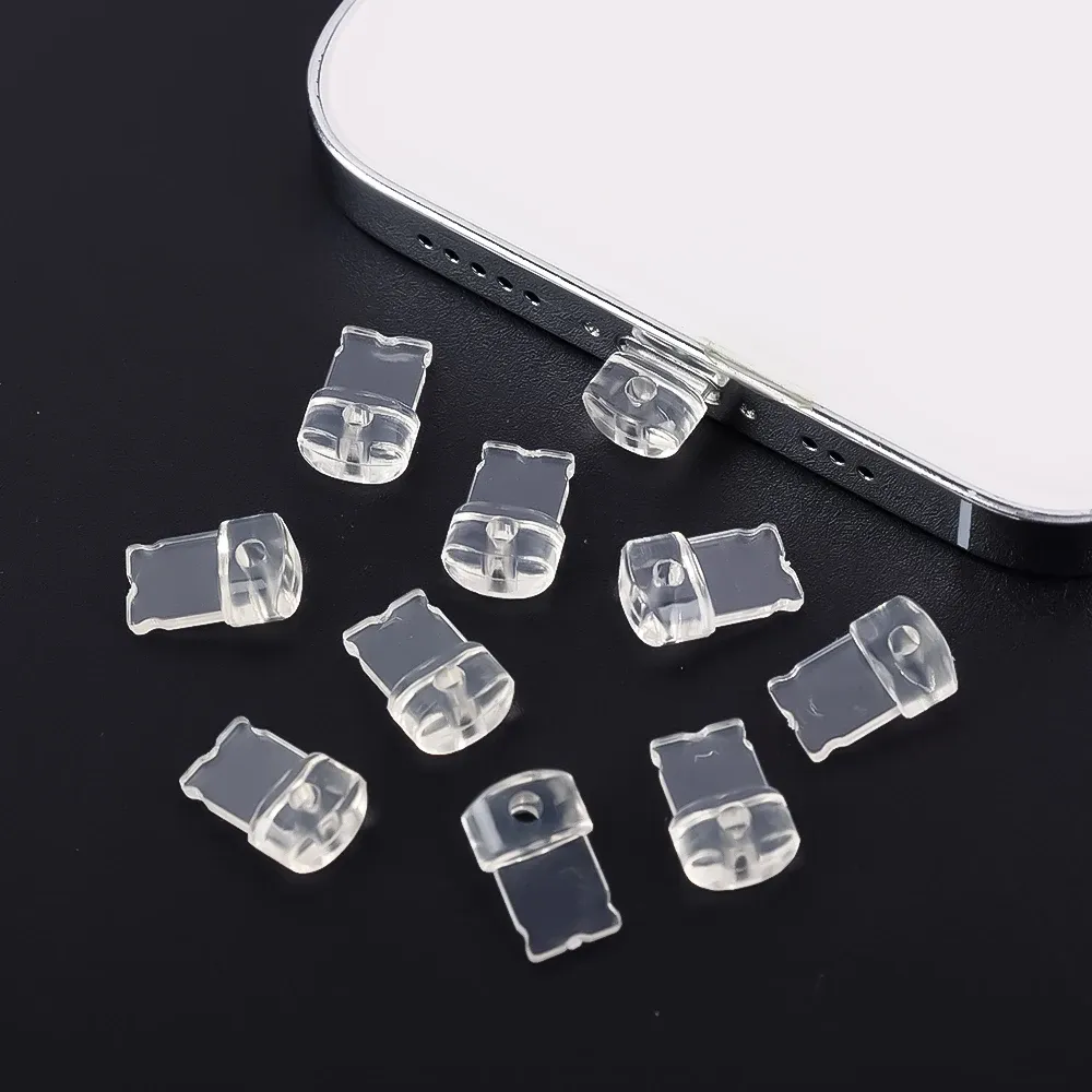 10-1PCS iPhoneのDIYダストプラグタイプCマイクロUSB充電ポート透明ダストプラグ3.5mmイヤホンジャックジャックストッパーダストプルーフプラグ
