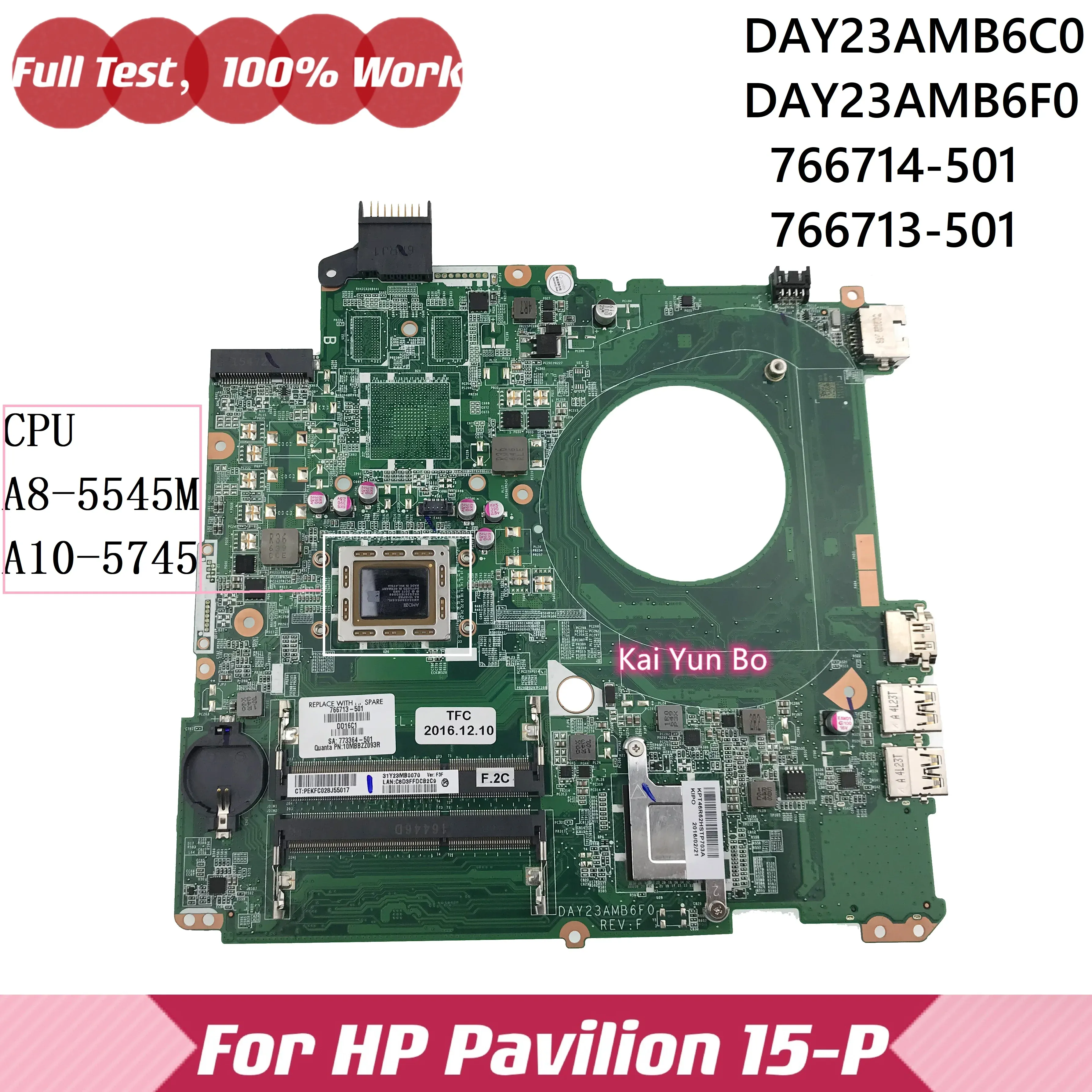 Carte mère Day23AMB6C0 Day23AMB6F0 Y23A pour HP Pavillion 15P 15P071NR 15ZP ordinateur portable Mother Board 766713501/001/601 766714501