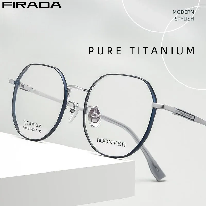Lunettes de soleil Frames Firada Fashion Ultra Light Pure Pure Titane Eyeglass Retro Confortable Luxury Luxury Prescription Eyewear Frame Men Women Women