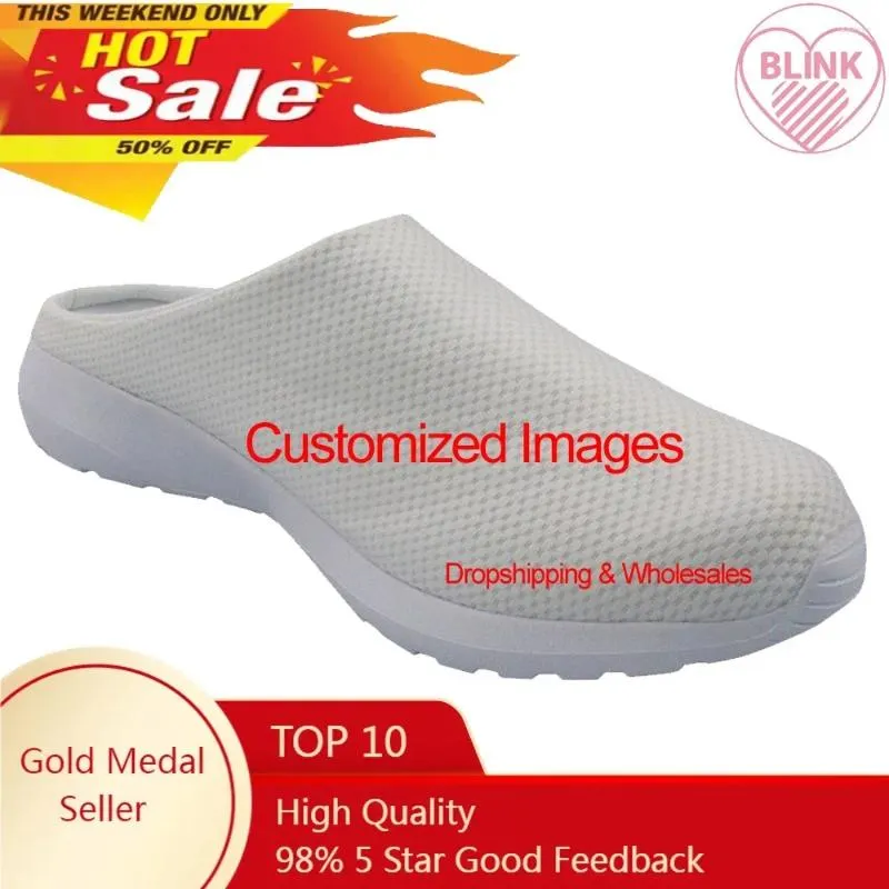 Sandals Fashion Men's Mesh Light Weight Man Beach Slippers Breathable Slip-on Flats Shoes Custom Image Drop