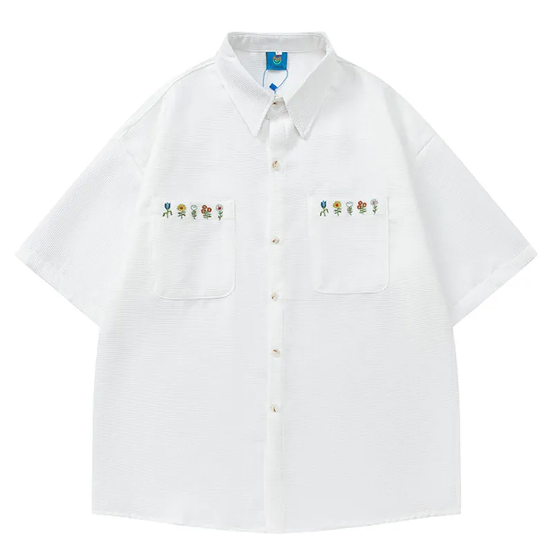 UNUSED × BY EMBROIDERY SHORTSLEEVE SHIRT Embroidered Suncherry Short Sleeve Shirt – BODE