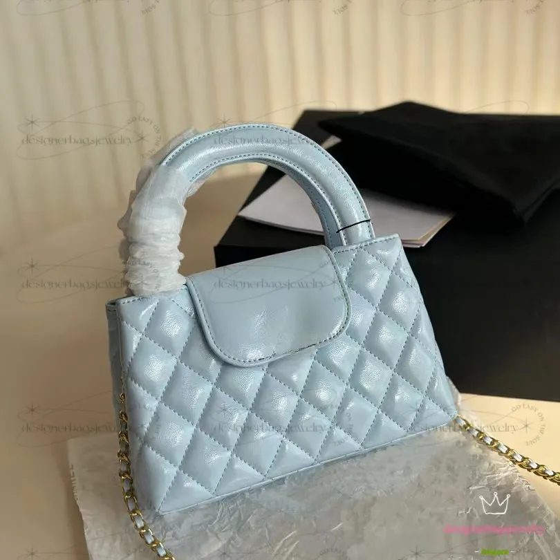 24K Designer Bag Женская сумка для плеча масла масла восковая кожа Diamond Проверка золотой аппаратный аппаратный металлический CC Buckle Luxury Dimbag Mathelass