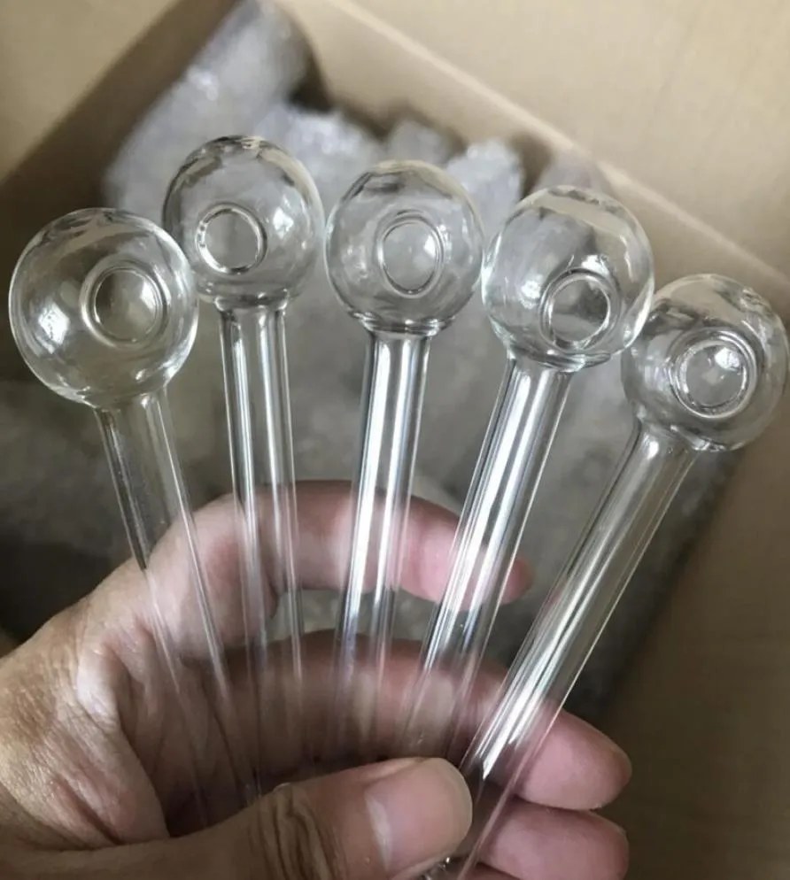 4inch 1pcs Pyrex glass Oil Burner Pipe Clear Color quality Oil Burning pipes transparent Great Tube tubes Nail tips2075751