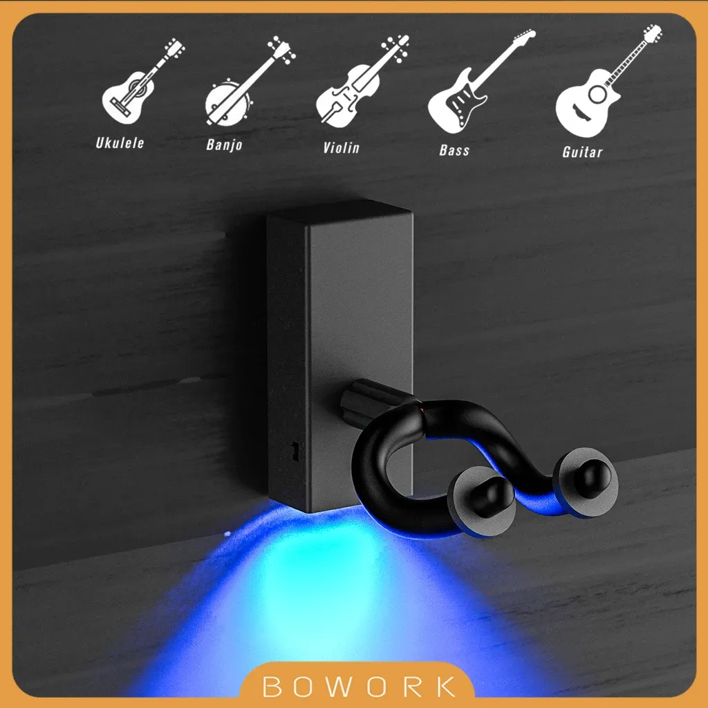 Cables Atmosphere Lights Hanger Guitar Wall Hook Acoustic Guitar Wall Mount Hook Electric Guitar Wall Hanger LED WallMounted Display