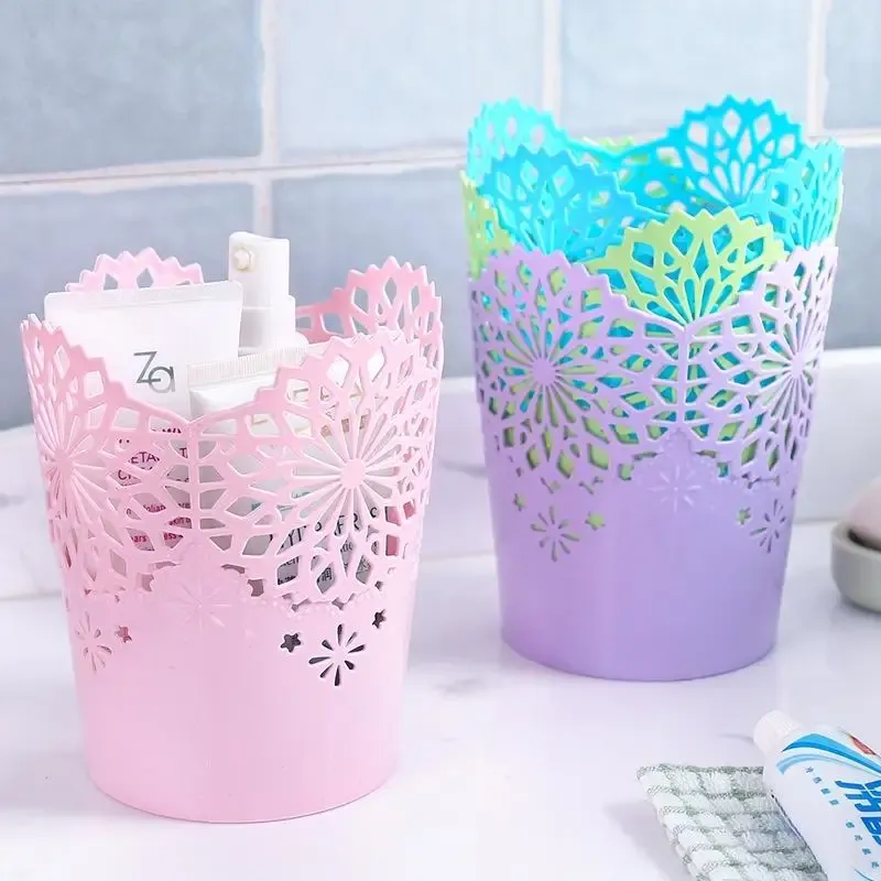 Open Work Lace Storage Storage Office Stationery Mini Plastic Desktop Storage Bucket